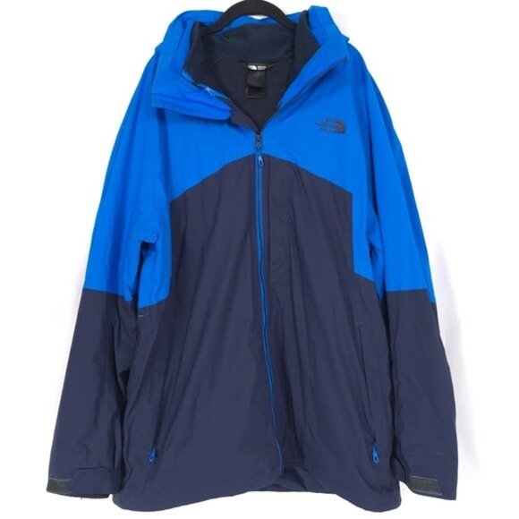 THE NORTH FACE Men's XXL Black Blue 3 in 1 Coat Jacket Full Zip Hooded + Sweater - Picture 1 of 16